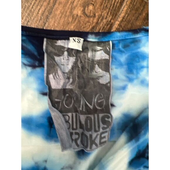 WOMENS YOUNG FABULOUS & BROKE BLUE TIE DYE LONG SLEEVE STRETCH KNIT ROMPER XS - Picture 7 of 12